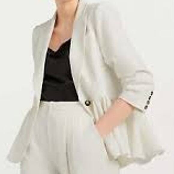 Cinq á Sept Kourtney Blazer Ivory ZJ5391319Z-IVO Single Breasted Ruffle XS US2 - Picture 1 of 8